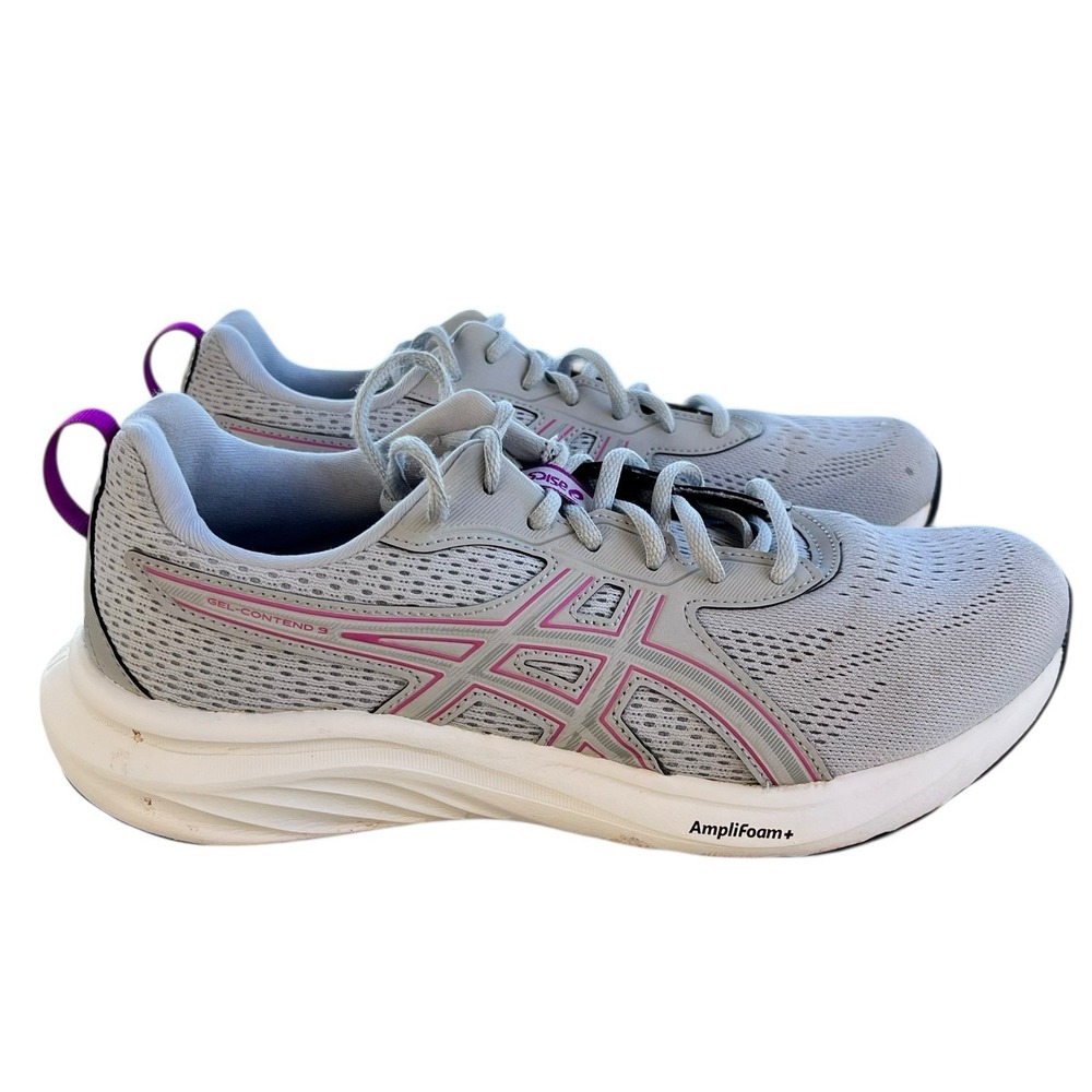 ASICS GEL-Contend 9 Womens 9.5 Wide Running Shoes Gray Lavender AmpliFoam